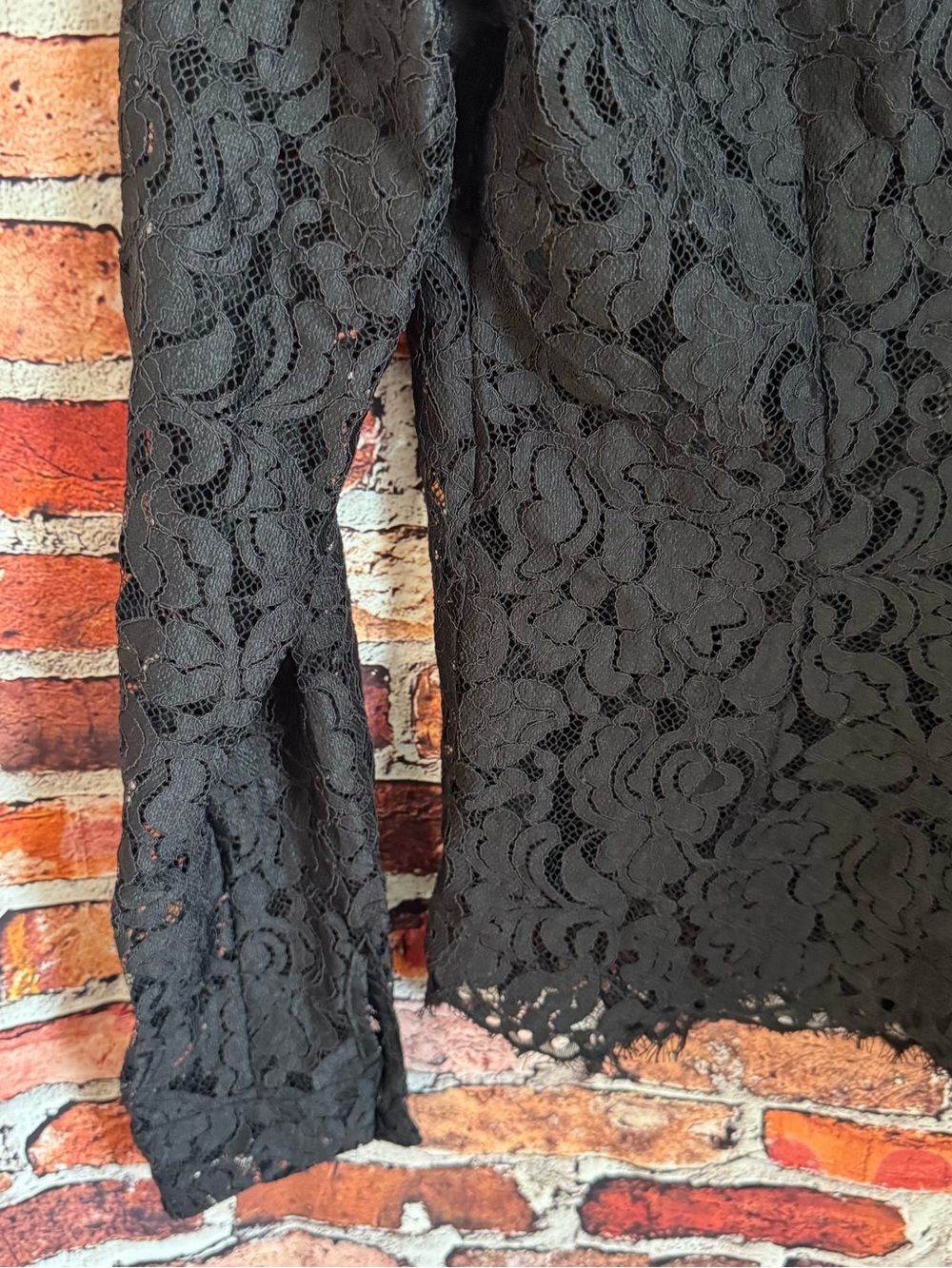 NWT Zara Women’s XS Black Floral Lace Collared Long Sleeve Sheer Blouse Top - Picture 3 of 7